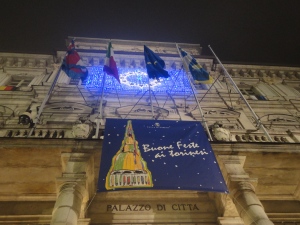 Torino 20 dicembre 2014. Il Comune, il Municipio augura ai torinesi Buone Feste. Foto, Romano Borrelli